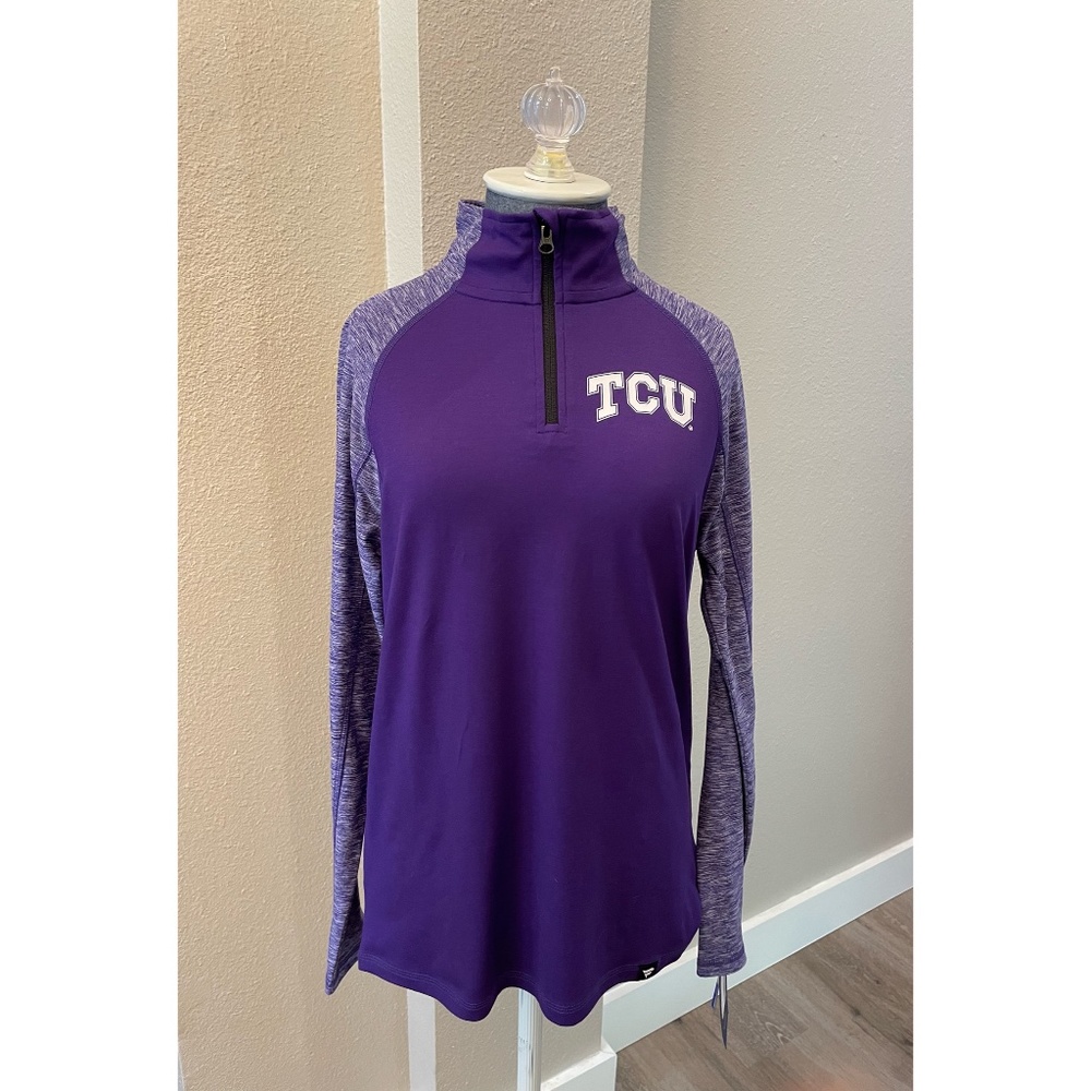 NWT Fanatics 1/4 Zip Womens TCU Pullover Sz Small